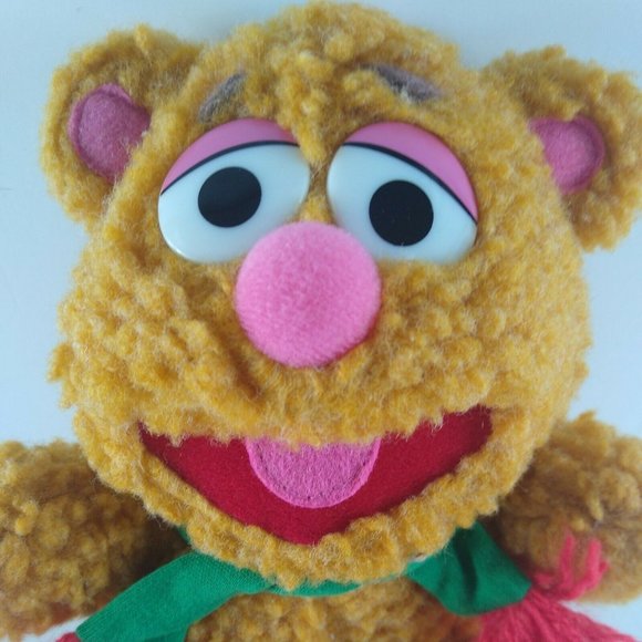 Vintage Baby Fozzie Bear Plush Muppets Jim Henson 1987 Scarf 9" - Picture 2 of 4